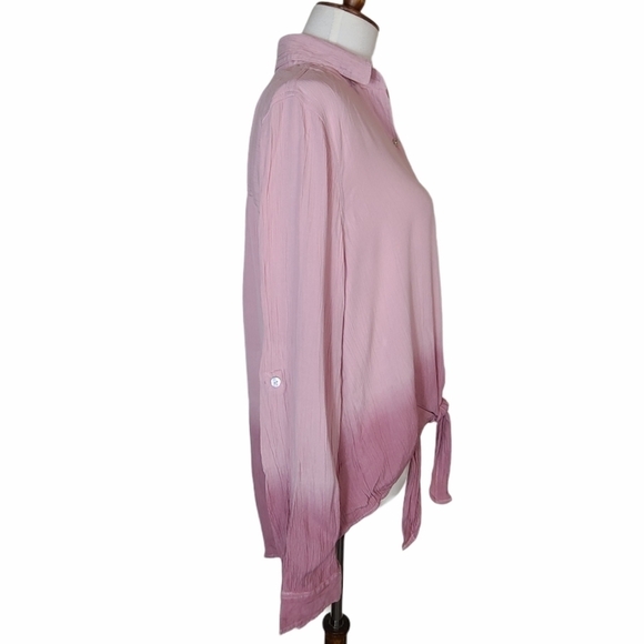 Beach lunch lounge Tie Dye Button Down Blouse Pink Small NWT - Picture 5 of 8